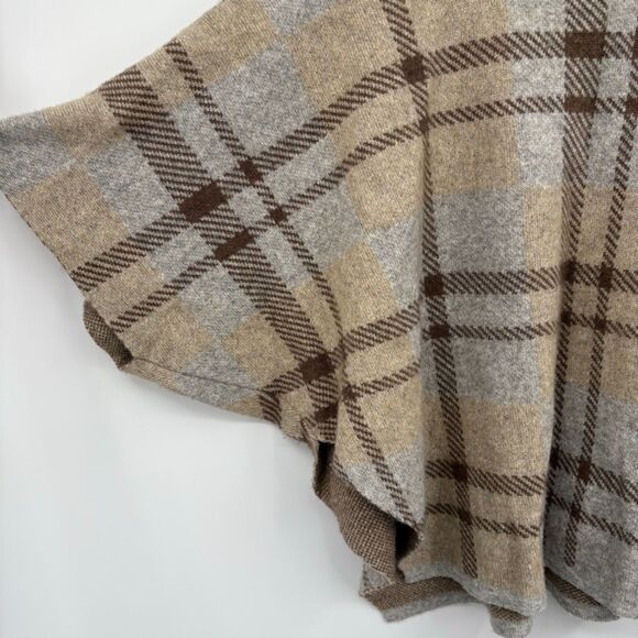 Note di Anita Plaid Poncho Sweater, One Size, Merino Wool Blend, Made in Italy - Picture 7 of 9